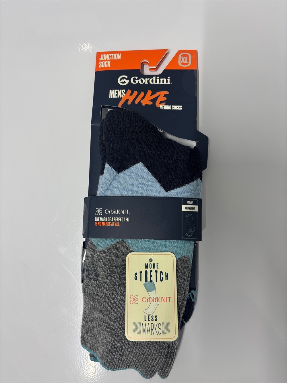 Gordini Junction Sock Crew midweight gray navy size XL NWT